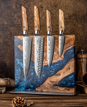 Magnetic Knife Stand in Stabilized Wood and Resin